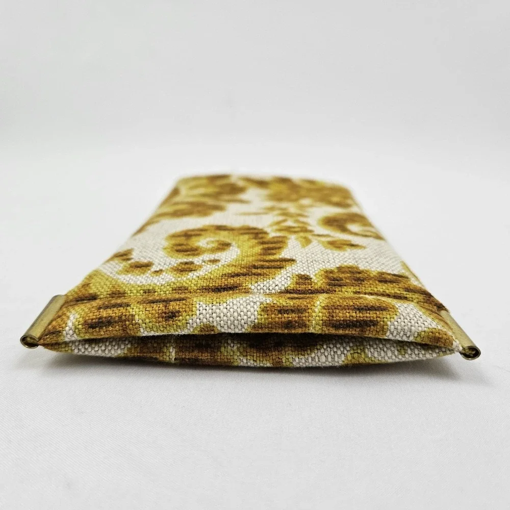 Vtg Optical Fashion by Rosanne Eyeglasses Case Gold Tapestry Kiss Lock MCM Boho